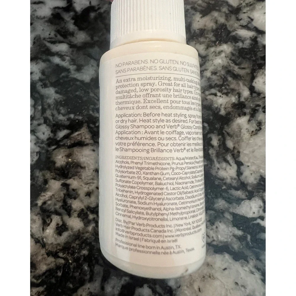 Verb Glossy Shine Spray with Heat Protection Extra Hydration Travel Size 1oz